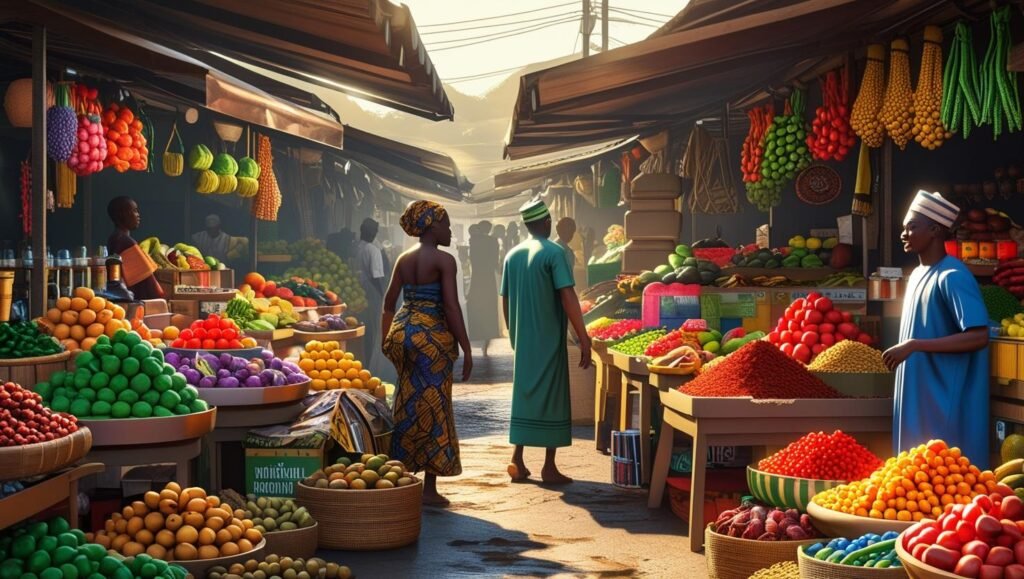 vibrant stalls filled